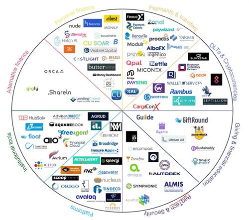 Diagram of the 100 Scottishe FinTech firms